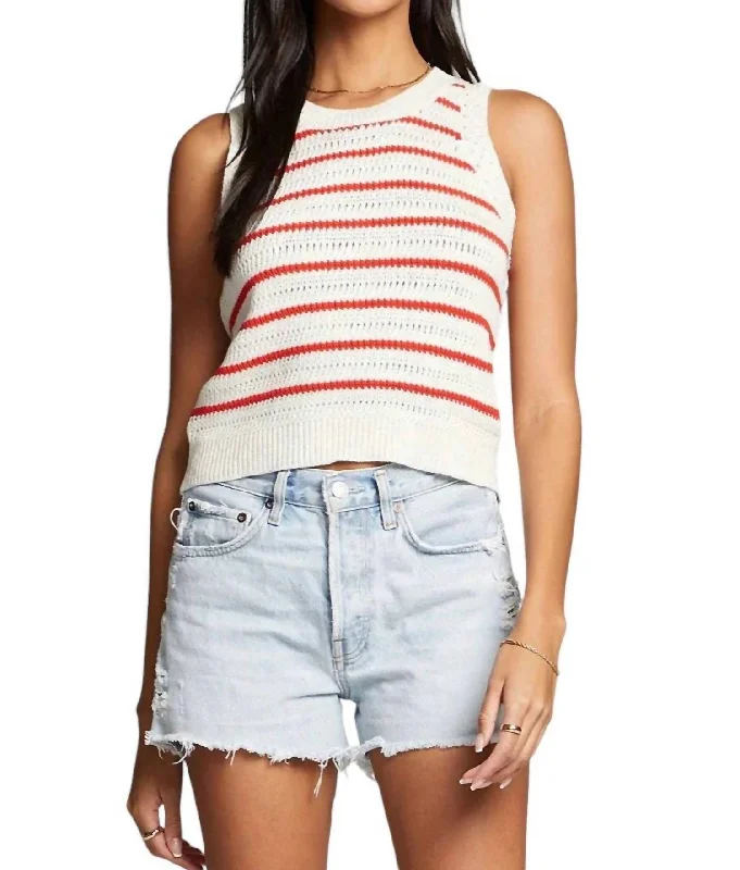 Gaby Sweater Tank Top In Natural/red