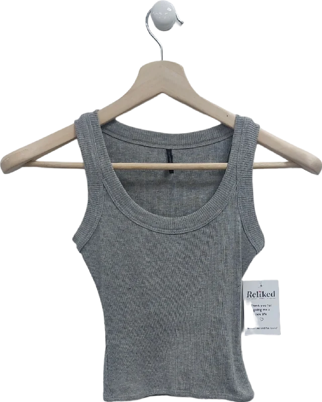 Gooseberry Intimates Grey Ribbed Tank Top UK XS