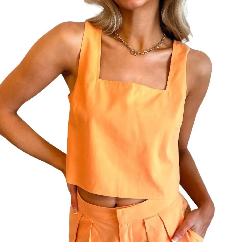 Linen Tank Top In Apricot Squeeze