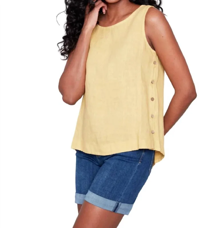 Linen Tank Top In Celedon