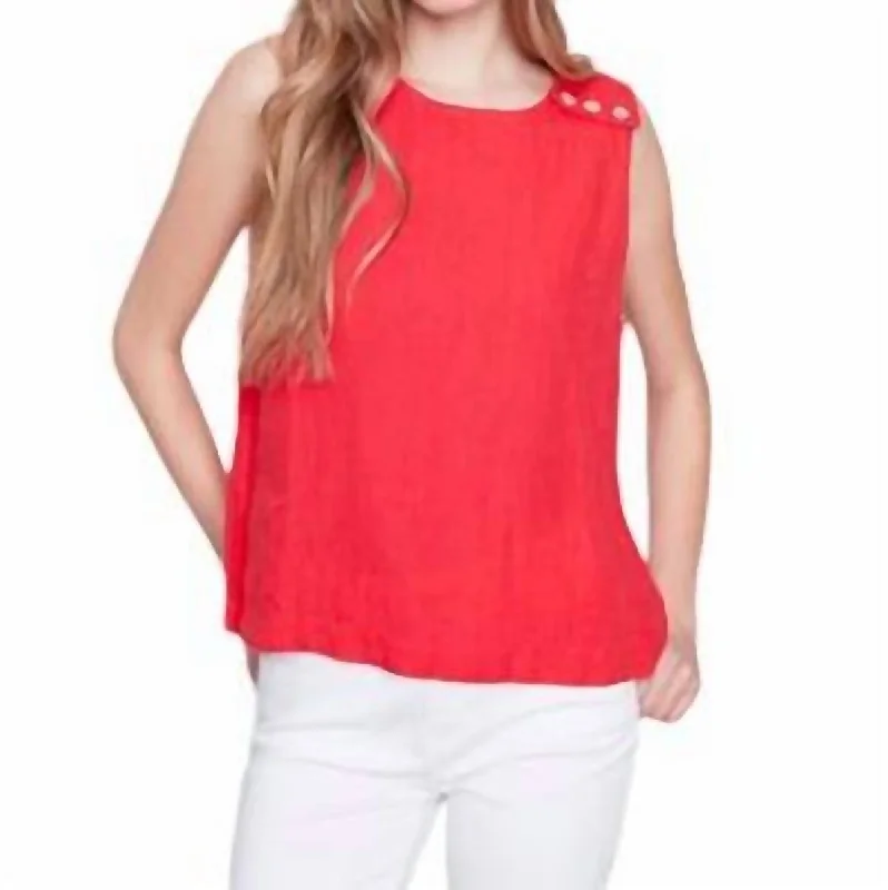 Linen Tank Top In Cherry