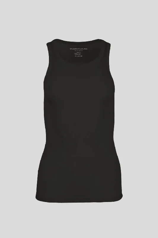 Lyocell Cotton Baby Rib Tank In Black