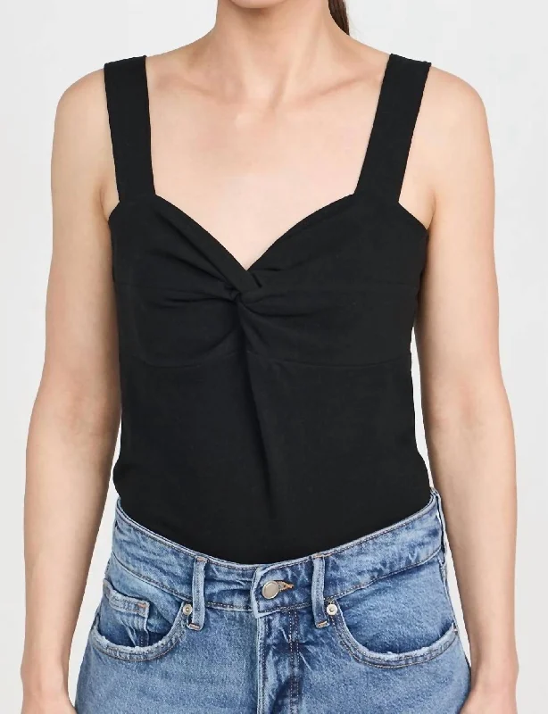 Mercy Twist Front Tank Top In Jet Black