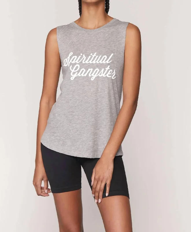 Script Muscle Tank Top In Grey