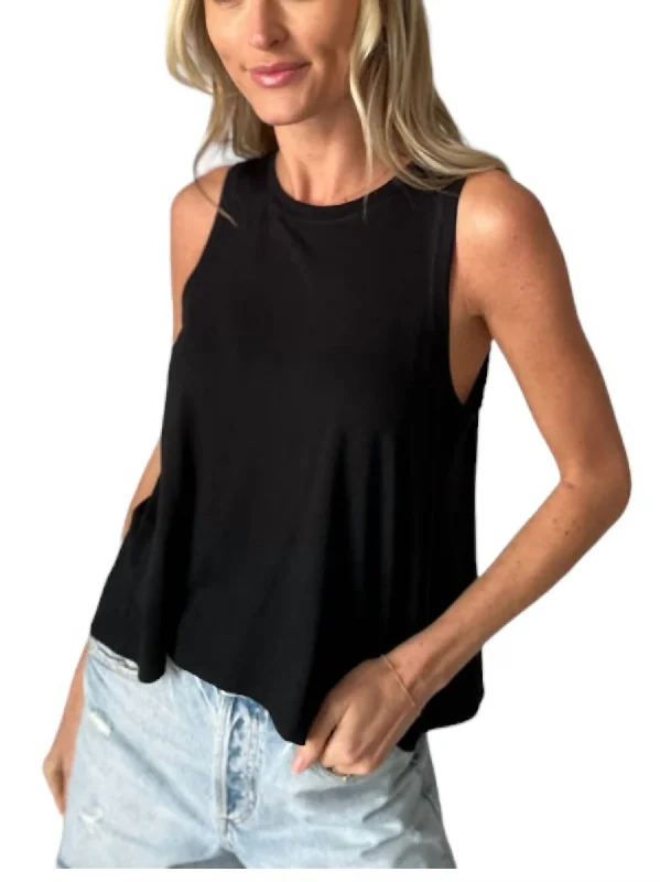 Split Back Tank Top In Black