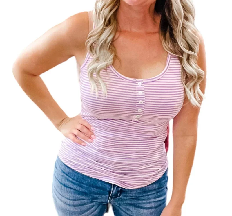 Stripe Tank Top In Lavender