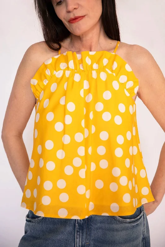 Summer Ruffle Tank Top In Yellow