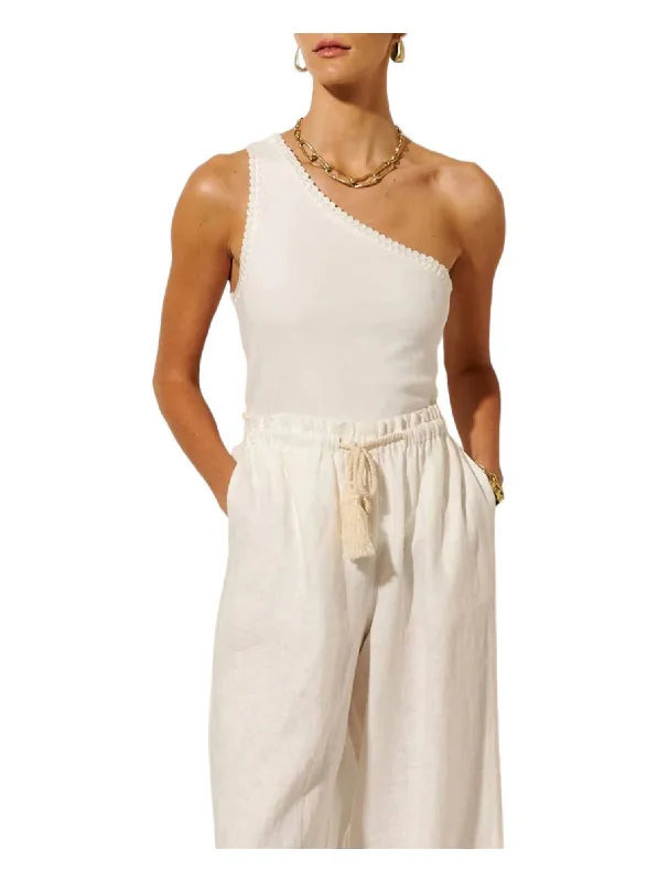 Tallulah One Shoulder Tank Top In Ivory