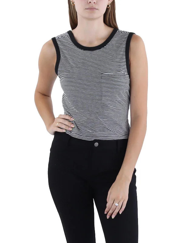 Womens Striped Twist Tie Front Tank Top