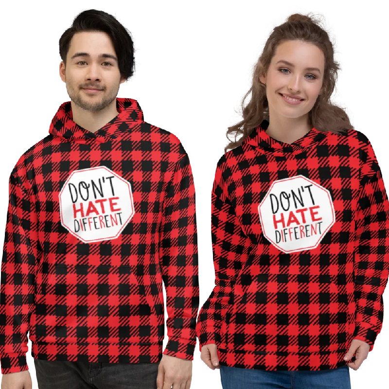 Don't Hate Different (Buffalo Plaid Unisex Hoodie)