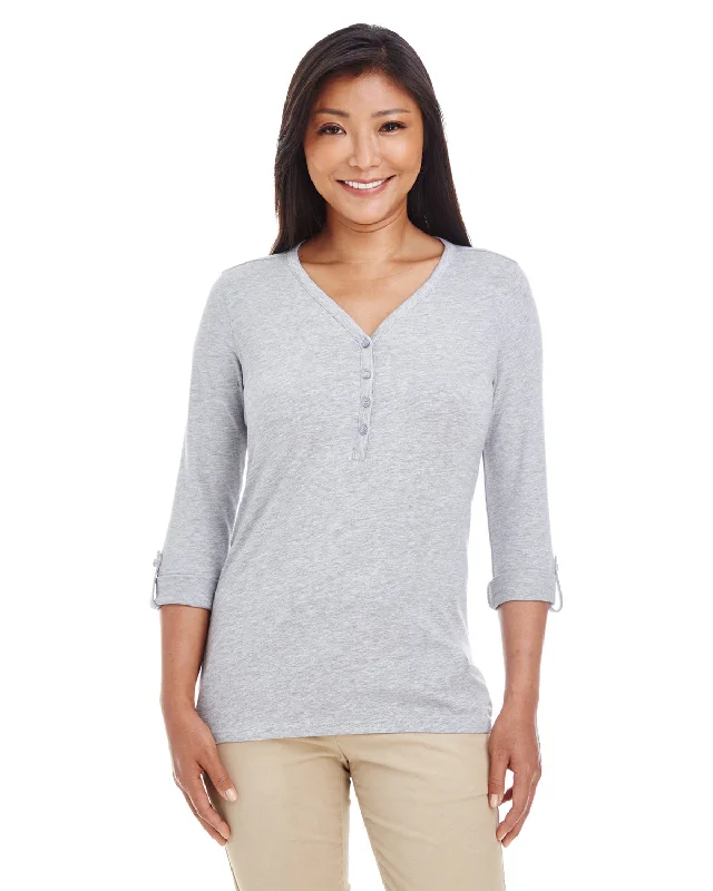 Devon & Jones DP186W Ladies' Perfect Fit Y-Placket Convertible Sleeve Knit Top