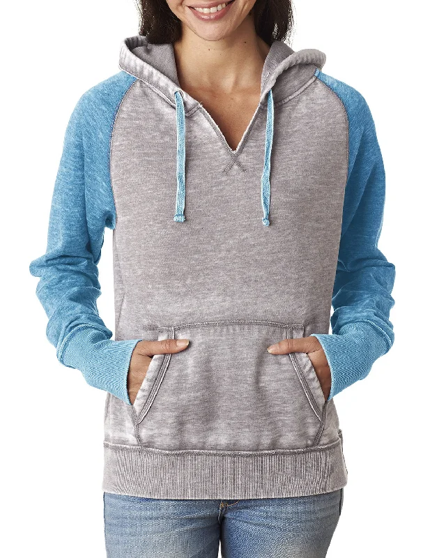 J America JA8926 Ladies' Zen Contrast Pullover Hooded Sweatshirt