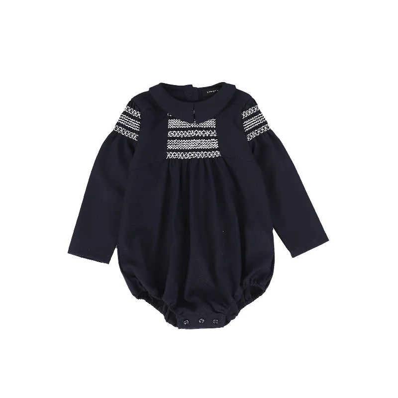 Bamboo Navy Smocked Collar Romper [FINAL SALE]