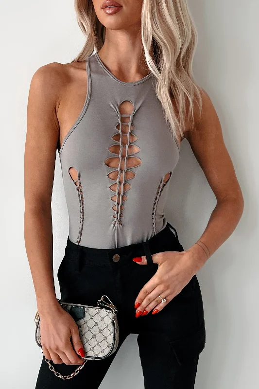 Causing Controversy Braided Cut-Out Bodysuit (Ash)